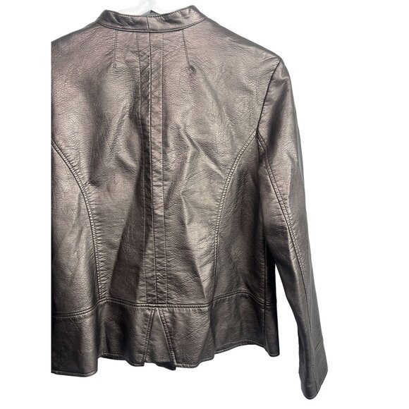 Alfani Metallic Faux Leather Moto Jacket Size Medium - Picture 12 of 16